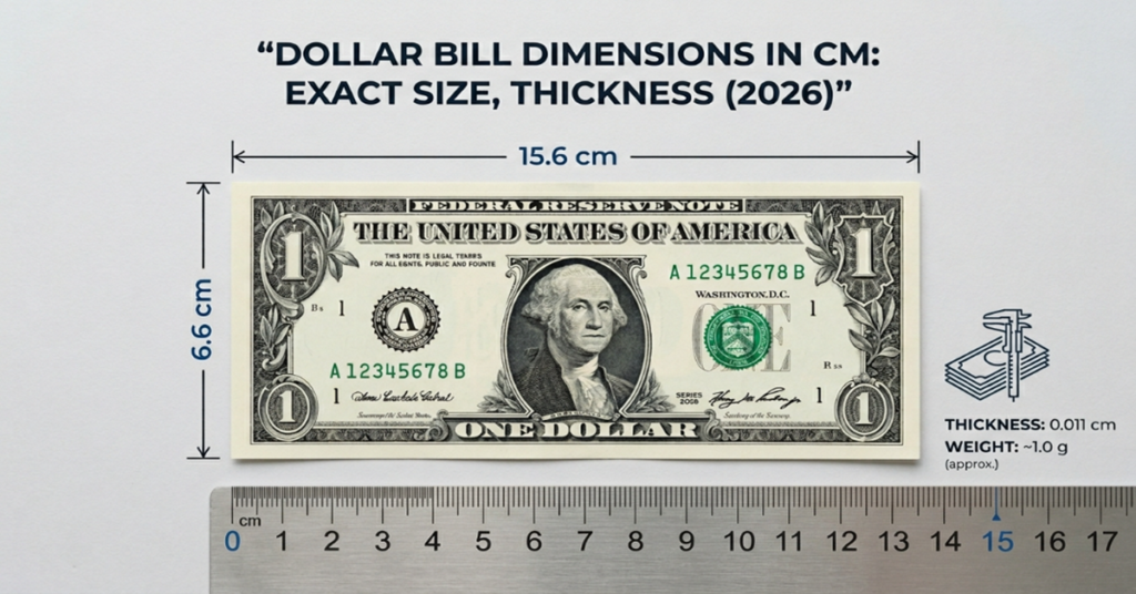 dollar bill dimensions cm
