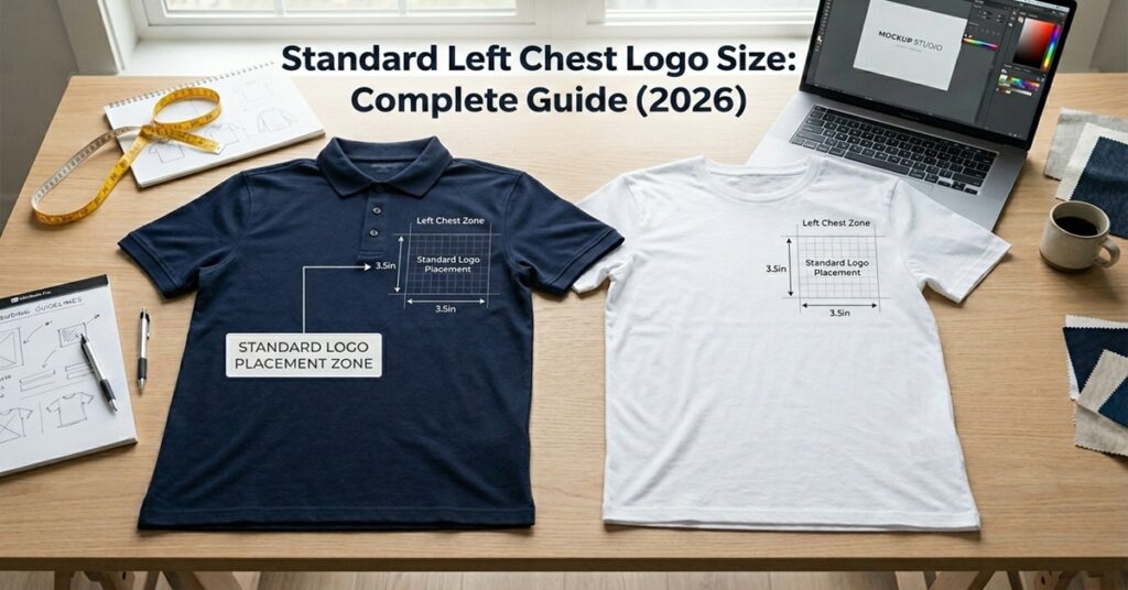 standard left chest logo size