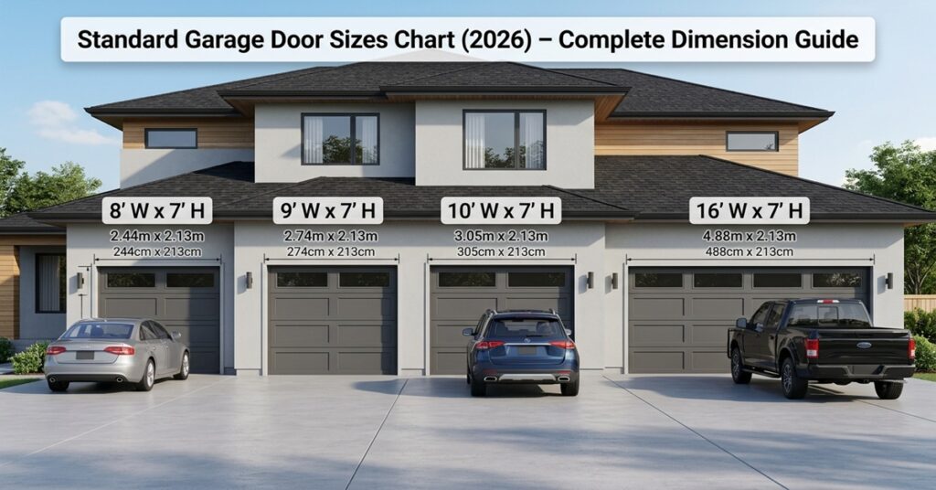 standard garage door sizes chart