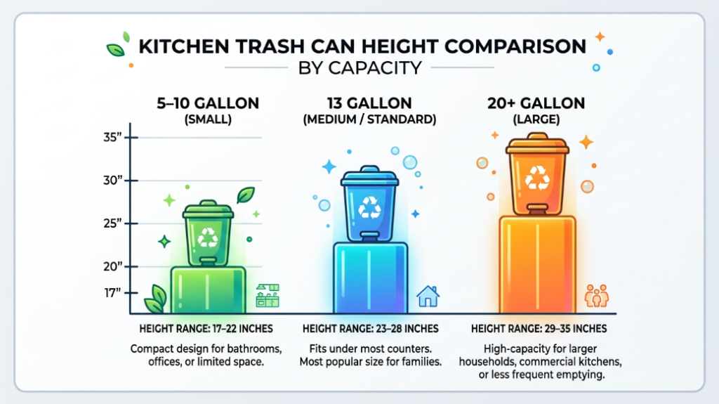 kitchen trash can height