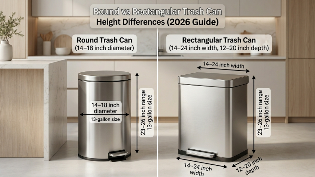 kitchen trash can height