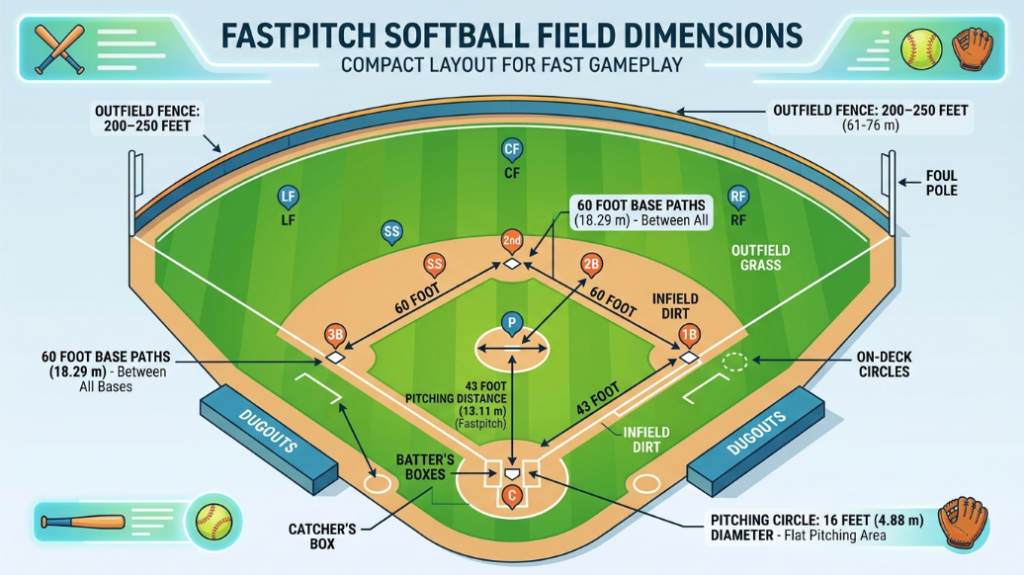 softball field vs baseball field size