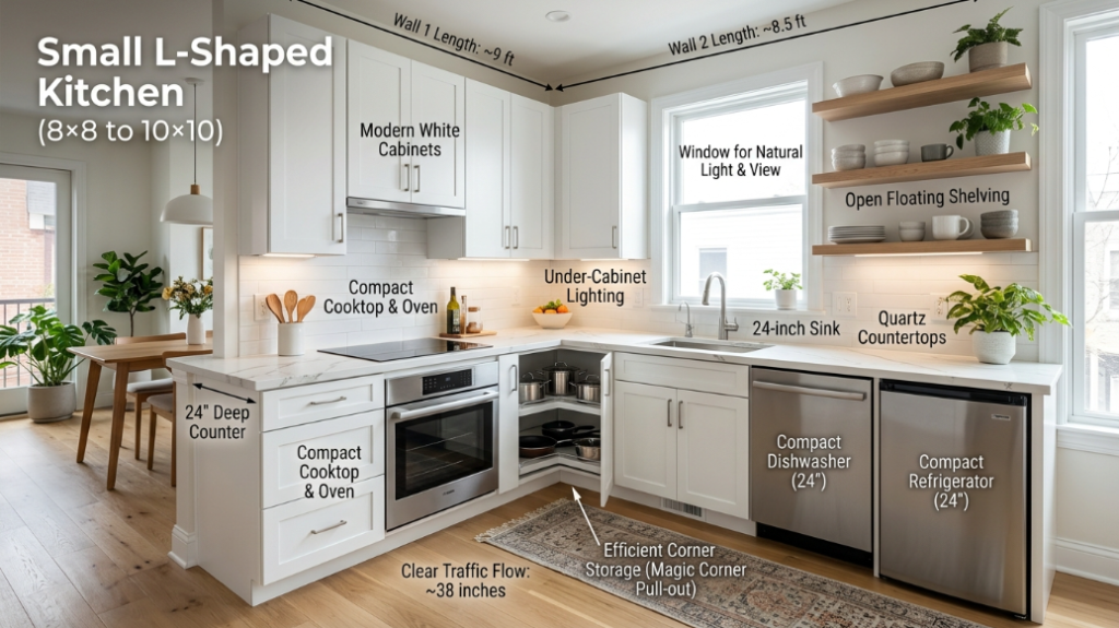 l shaped kitchen dimensions