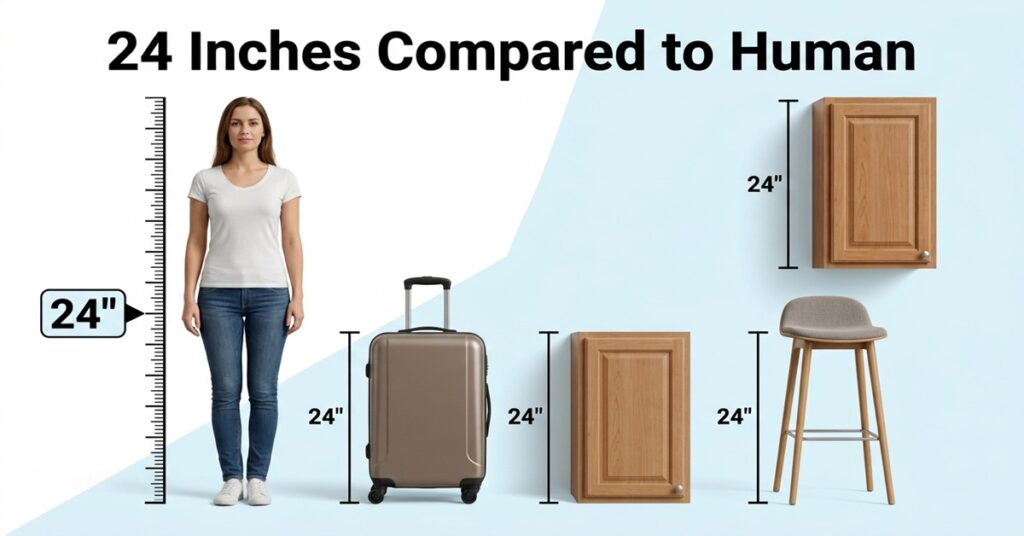 24 inches compared to human
