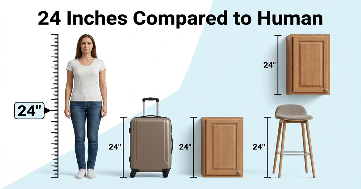 24 inches compared to human