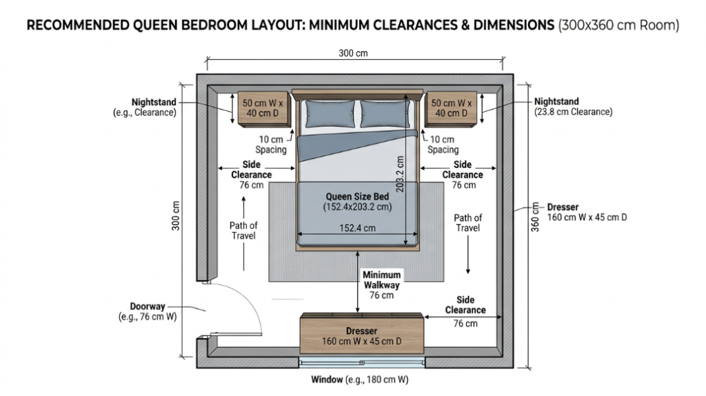 queen size bed dimensions in cm