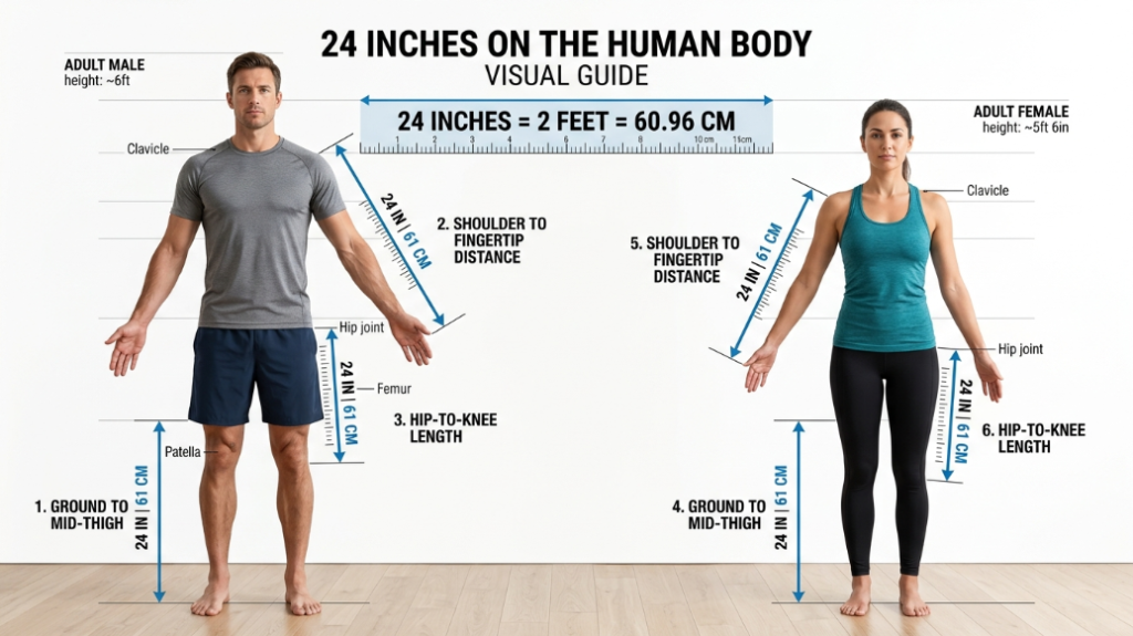 24 inches compared to human